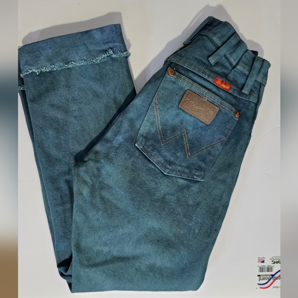 Wrangler vintage hand dyed raw hem jeans